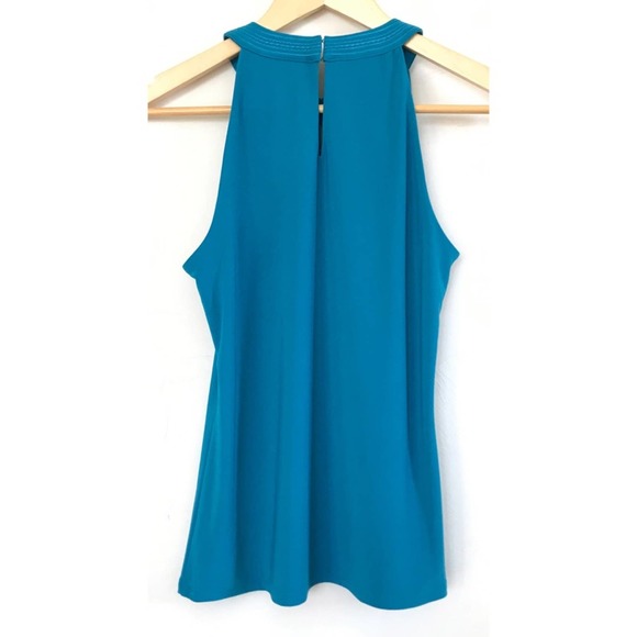 White House Black Market Teal Pleated Halter Top - Picture 5 of 8
